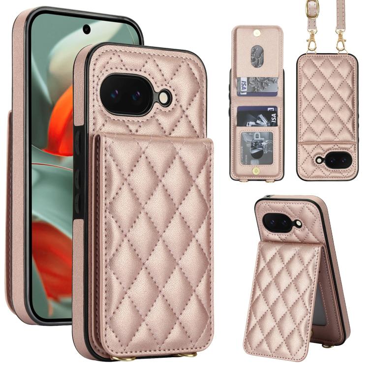 Crossbody Rhombic RFID Blocking Card Holder Phone Case, For Google Pixel 10a, For Google Pixel 10 / 10 Pro / 9 / 9 Pro, For Google Pixel 9a, For Google Pixel 8a, For Google Pixel 8 Pro, For Google Pixel 8