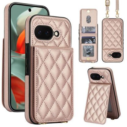 Crossbody Rhombic RFID Blocking Card Holder Phone Case, For Google Pixel 10a, For Google Pixel 10 / 10 Pro / 9 / 9 Pro, For Google Pixel 9a, For Google Pixel 8a, For Google Pixel 8 Pro, For Google Pixel 8