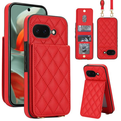 Crossbody Rhombic RFID Blocking Card Holder Phone Case, For Google Pixel 10a, For Google Pixel 10 / 10 Pro / 9 / 9 Pro, For Google Pixel 9a, For Google Pixel 8a, For Google Pixel 8 Pro, For Google Pixel 8