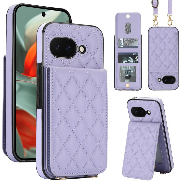 Crossbody Rhombic RFID Blocking Card Holder Phone Case, For Google Pixel 10a, For Google Pixel 10 / 10 Pro / 9 / 9 Pro, For Google Pixel 9a, For Google Pixel 8a, For Google Pixel 8 Pro, For Google Pixel 8
