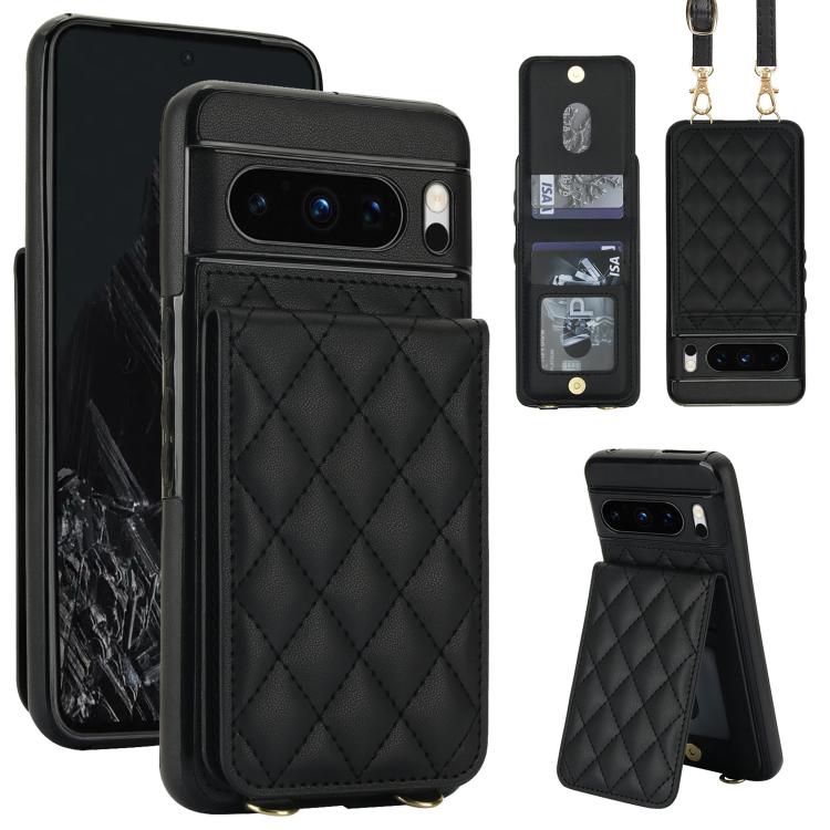 Crossbody Rhombic RFID Blocking Card Holder Phone Case, For Google Pixel 10a, For Google Pixel 10 / 10 Pro / 9 / 9 Pro, For Google Pixel 9a, For Google Pixel 8a, For Google Pixel 8 Pro, For Google Pixel 8