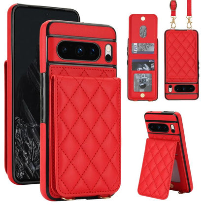 Crossbody Rhombic RFID Blocking Card Holder Phone Case, For Google Pixel 10a, For Google Pixel 10 / 10 Pro / 9 / 9 Pro, For Google Pixel 9a, For Google Pixel 8a, For Google Pixel 8 Pro, For Google Pixel 8