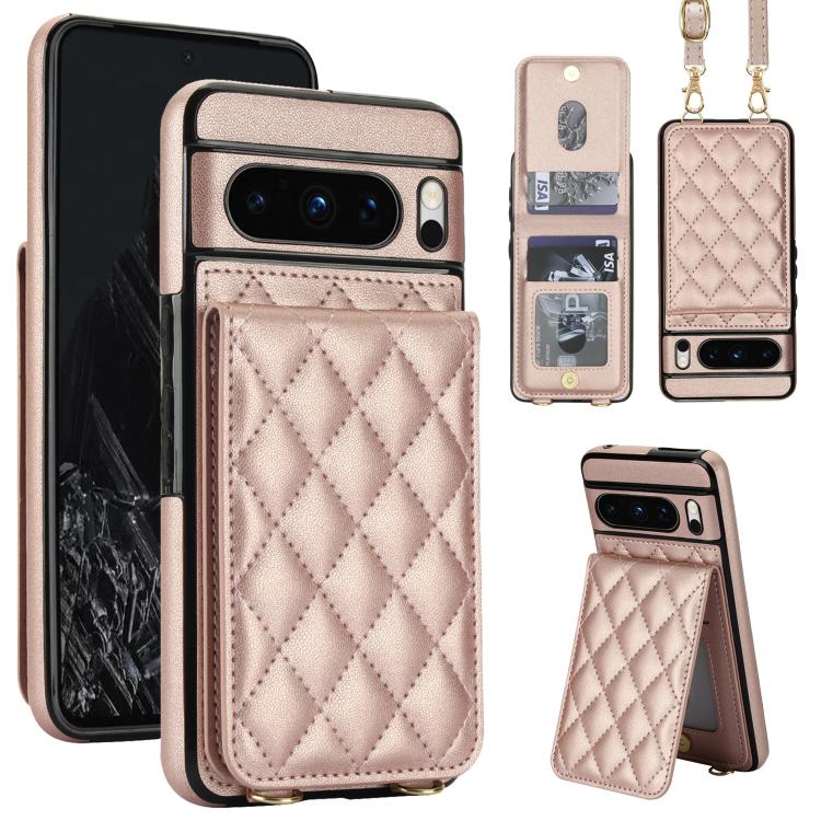 Crossbody Rhombic RFID Blocking Card Holder Phone Case, For Google Pixel 10a, For Google Pixel 10 / 10 Pro / 9 / 9 Pro, For Google Pixel 9a, For Google Pixel 8a, For Google Pixel 8 Pro, For Google Pixel 8