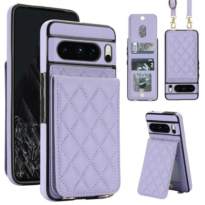 Crossbody Rhombic RFID Blocking Card Holder Phone Case, For Google Pixel 10a, For Google Pixel 10 / 10 Pro / 9 / 9 Pro, For Google Pixel 9a, For Google Pixel 8a, For Google Pixel 8 Pro, For Google Pixel 8