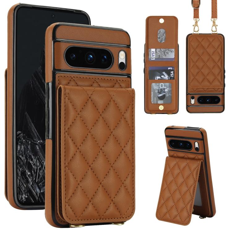 Crossbody Rhombic RFID Blocking Card Holder Phone Case, For Google Pixel 10a, For Google Pixel 10 / 10 Pro / 9 / 9 Pro, For Google Pixel 9a, For Google Pixel 8a, For Google Pixel 8 Pro, For Google Pixel 8