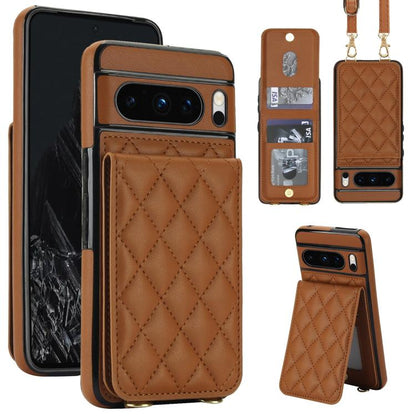Crossbody Rhombic RFID Blocking Card Holder Phone Case, For Google Pixel 10a, For Google Pixel 10 / 10 Pro / 9 / 9 Pro, For Google Pixel 9a, For Google Pixel 8a, For Google Pixel 8 Pro, For Google Pixel 8