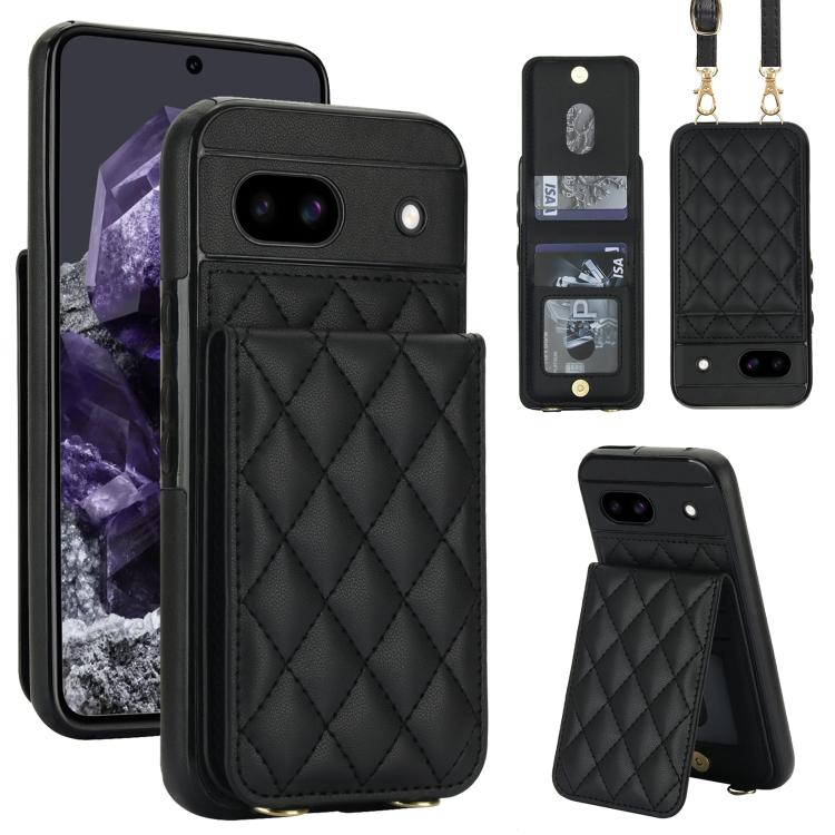Crossbody Rhombic RFID Blocking Card Holder Phone Case, For Google Pixel 10a, For Google Pixel 10 / 10 Pro / 9 / 9 Pro, For Google Pixel 9a, For Google Pixel 8a, For Google Pixel 8 Pro, For Google Pixel 8