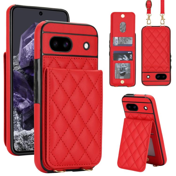 Crossbody Rhombic RFID Blocking Card Holder Phone Case, For Google Pixel 10a, For Google Pixel 10 / 10 Pro / 9 / 9 Pro, For Google Pixel 9a, For Google Pixel 8a, For Google Pixel 8 Pro, For Google Pixel 8