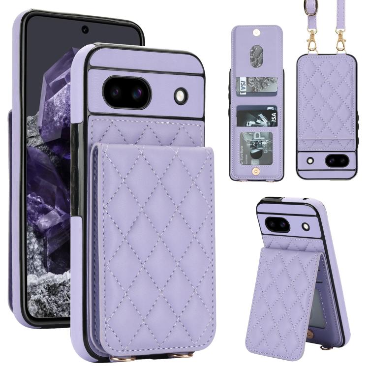 Crossbody Rhombic RFID Blocking Card Holder Phone Case, For Google Pixel 10a, For Google Pixel 10 / 10 Pro / 9 / 9 Pro, For Google Pixel 9a, For Google Pixel 8a, For Google Pixel 8 Pro, For Google Pixel 8