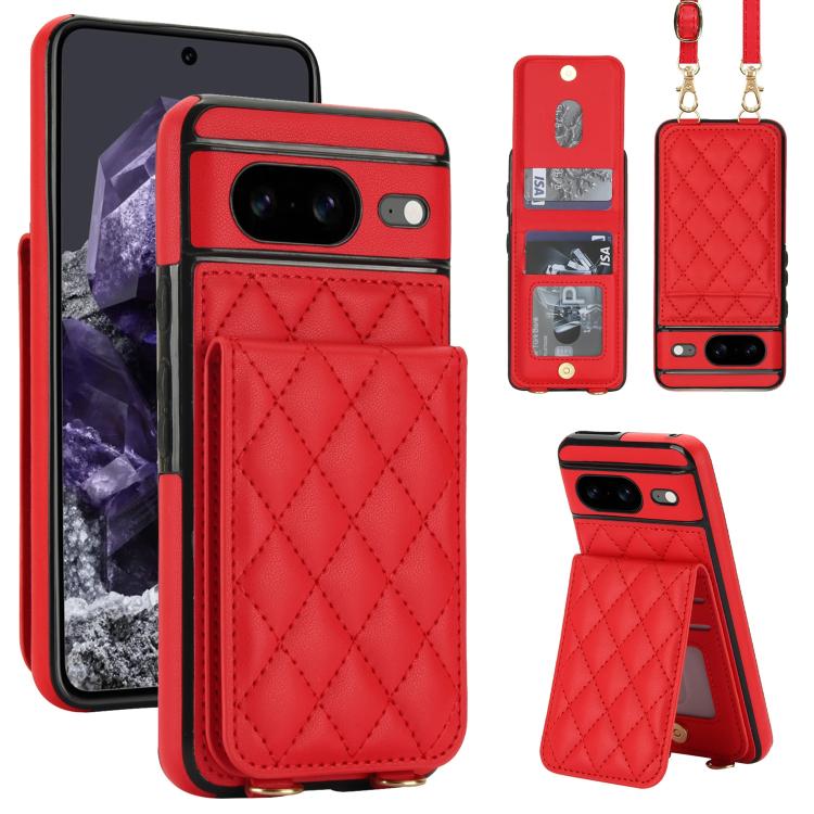 Crossbody Rhombic RFID Blocking Card Holder Phone Case, For Google Pixel 10a, For Google Pixel 10 / 10 Pro / 9 / 9 Pro, For Google Pixel 9a, For Google Pixel 8a, For Google Pixel 8 Pro, For Google Pixel 8
