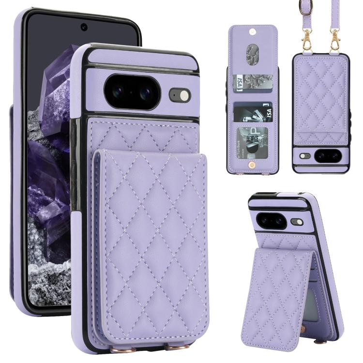Crossbody Rhombic RFID Blocking Card Holder Phone Case, For Google Pixel 10a, For Google Pixel 10 / 10 Pro / 9 / 9 Pro, For Google Pixel 9a, For Google Pixel 8a, For Google Pixel 8 Pro, For Google Pixel 8