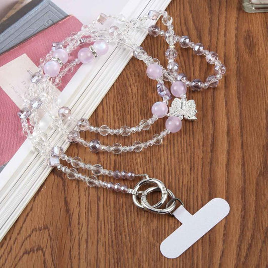 Alloy Butterfly Pearl Beaded Crossbody Phone Lanyard Strap
