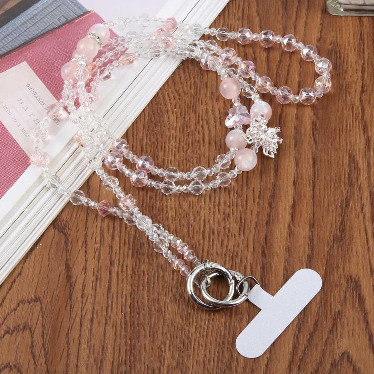 Alloy Butterfly Pearl Beaded Crossbody Phone Lanyard Strap