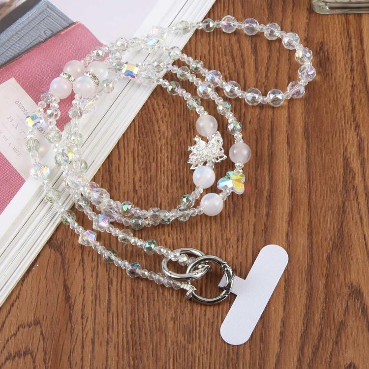 Alloy Butterfly Pearl Beaded Crossbody Phone Lanyard Strap