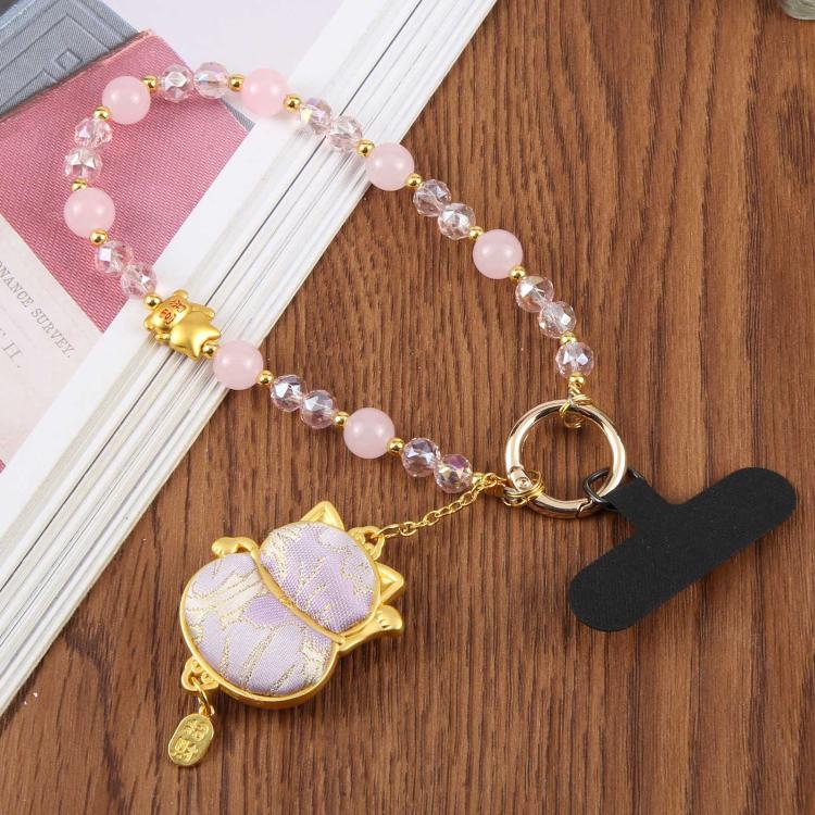Lucky Cat Beaded Phone Charm Strap