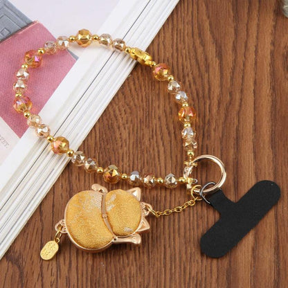 Lucky Cat Beaded Phone Charm Strap