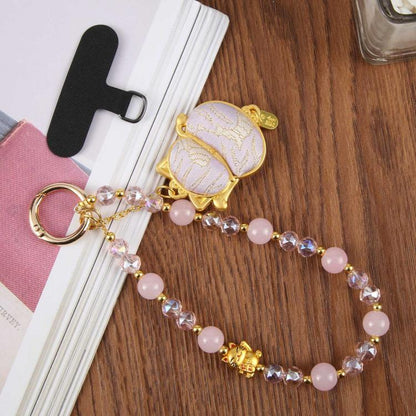 Lucky Cat Beaded Phone Charm Strap