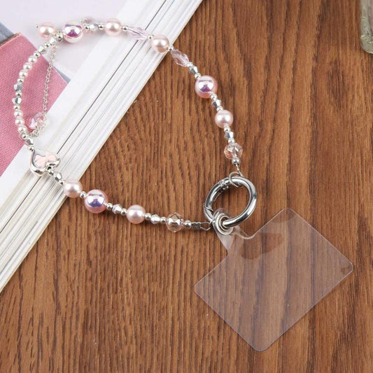 Pearl Heart Bow Phone Charm Strap