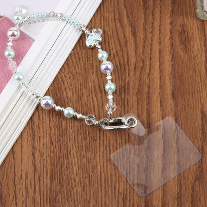 Pearl Heart Bow Phone Charm Strap