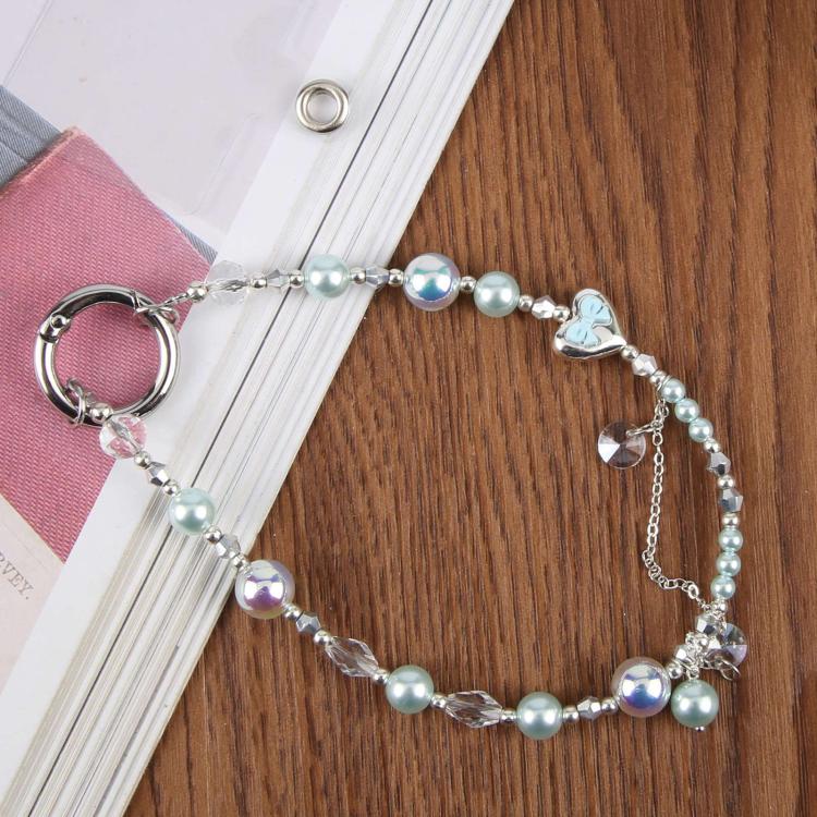 Pearl Heart Bow Phone Charm Strap