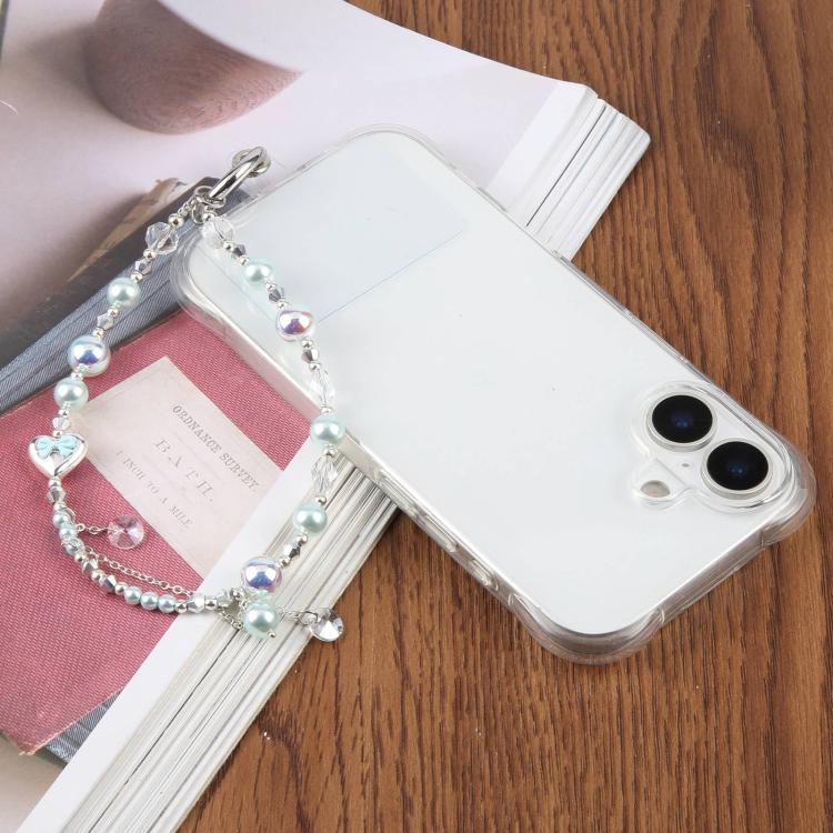 Pearl Heart Bow Phone Charm Strap