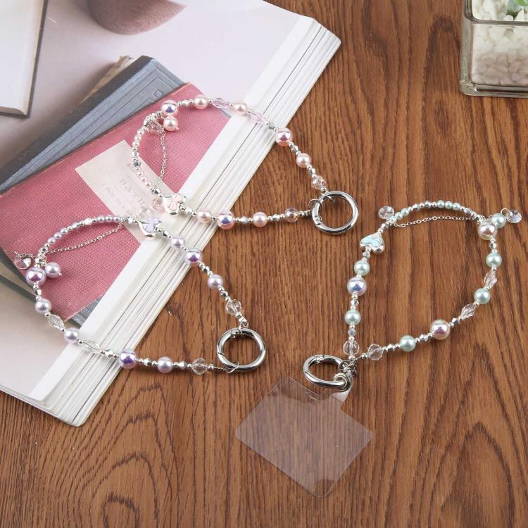 Pearl Heart Bow Phone Charm Strap