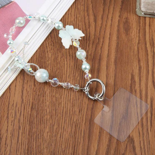 Dual-Color Butterfly Beaded Phone Charm Strap