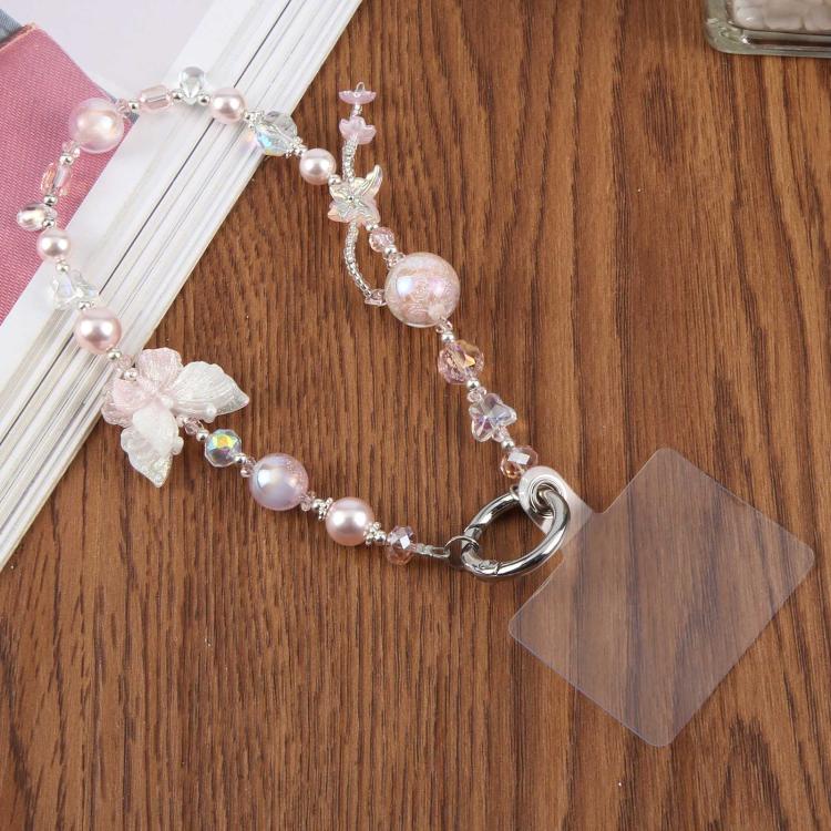 Dual-Color Butterfly Beaded Phone Charm Strap