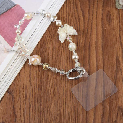 Dual-Color Butterfly Beaded Phone Charm Strap