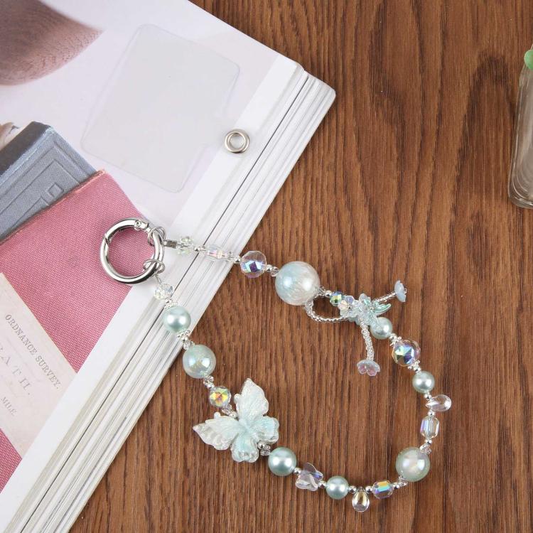 Dual-Color Butterfly Beaded Phone Charm Strap