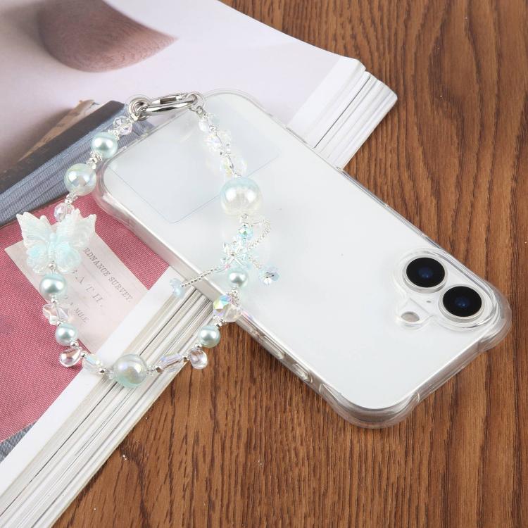 Dual-Color Butterfly Beaded Phone Charm Strap