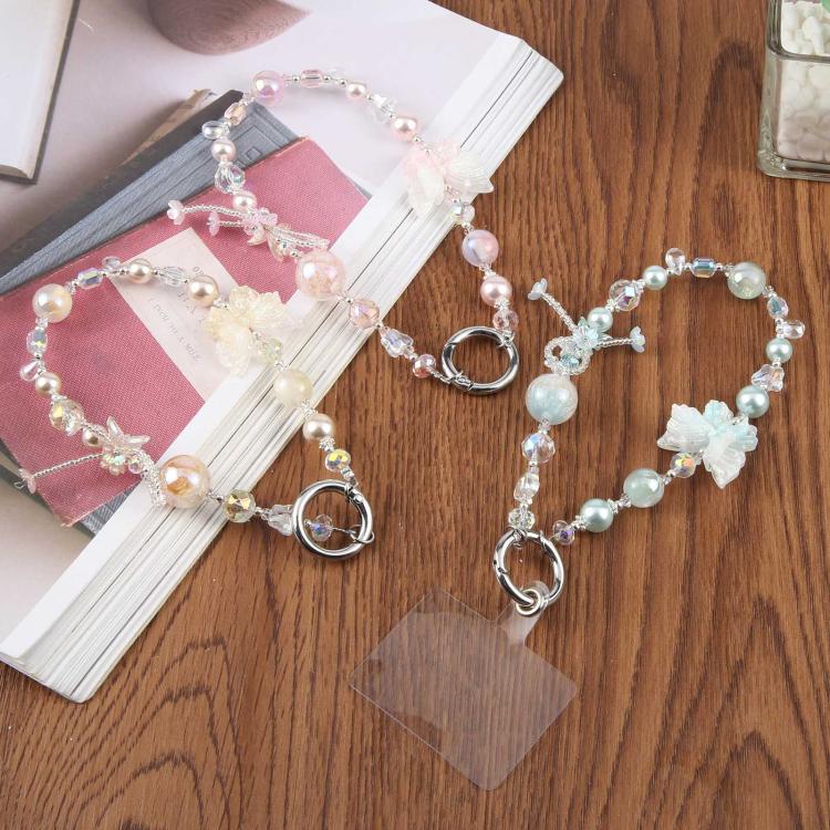 Dual-Color Butterfly Beaded Phone Charm Strap