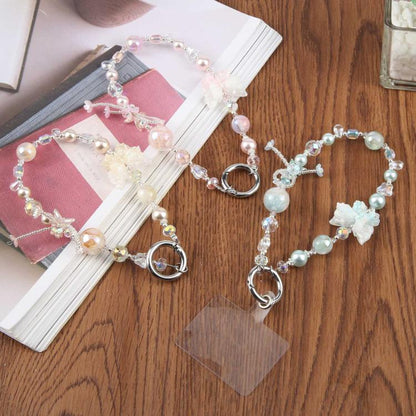 Dual-Color Butterfly Beaded Phone Charm Strap