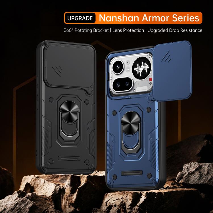 Nanshan Armor Sliding Camshield Ring Holder Phone Case, For Nothing Phone 4a Pro, For Nothing Phone 4a, For Nothing Phone 3a Lite