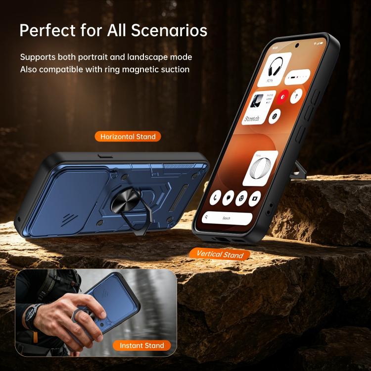 Nanshan Armor Sliding Camshield Ring Holder Phone Case, For Nothing Phone 4a Pro, For Nothing Phone 4a, For Nothing Phone 3a Lite