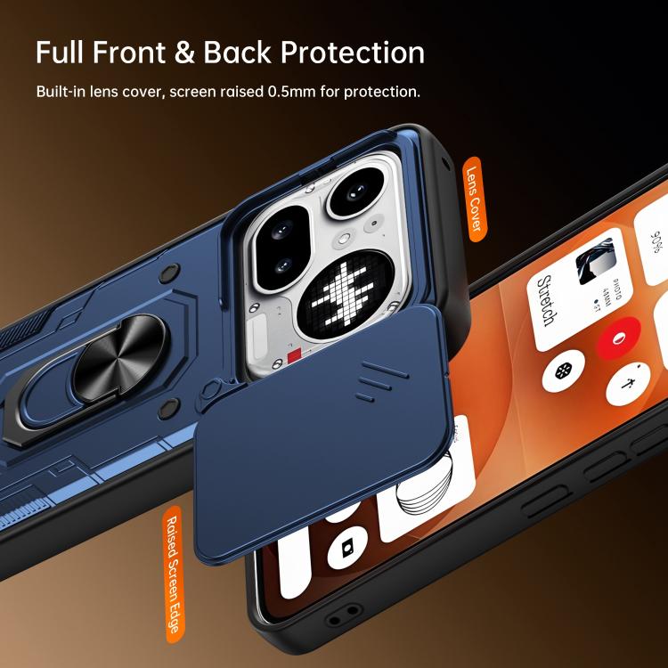Nanshan Armor Sliding Camshield Ring Holder Phone Case, For Nothing Phone 4a Pro, For Nothing Phone 4a, For Nothing Phone 3a Lite