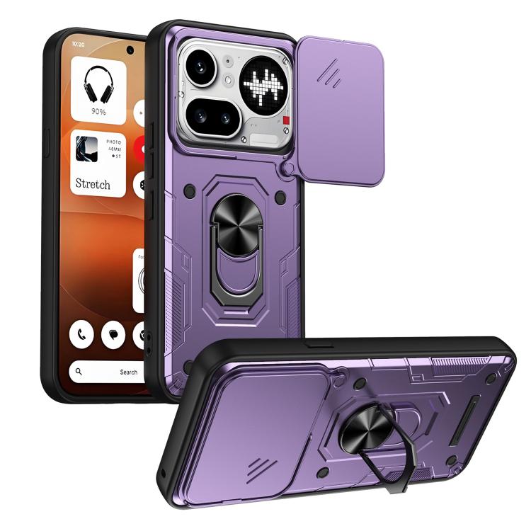 Nanshan Armor Sliding Camshield Ring Holder Phone Case, For Nothing Phone 4a Pro, For Nothing Phone 4a, For Nothing Phone 3a Lite