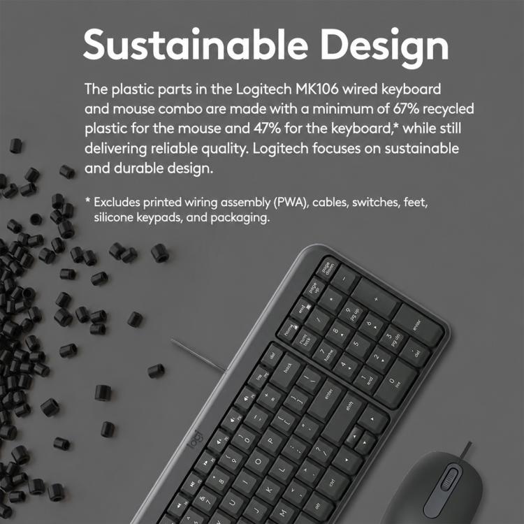 Logitech MK106 Wired Keyboard and Wired Mouse Combo