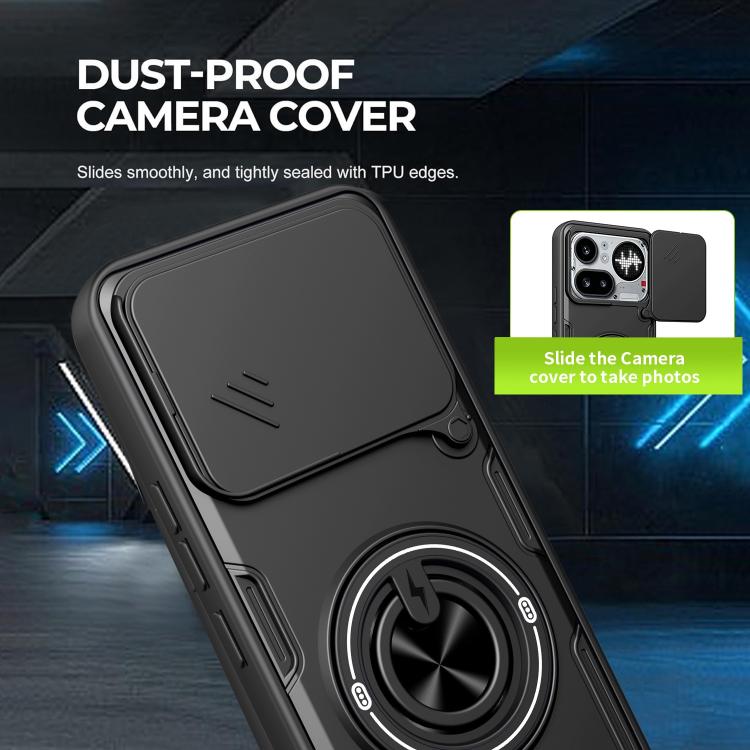 Multifunctional Sliding Camshield Ring Holder Phone Case, For Nothing Phone 4a Pro, For Nothing Phone 4a