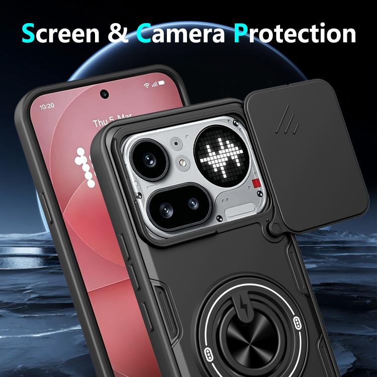 Multifunctional Sliding Camshield Ring Holder Phone Case, For Nothing Phone 4a Pro, For Nothing Phone 4a