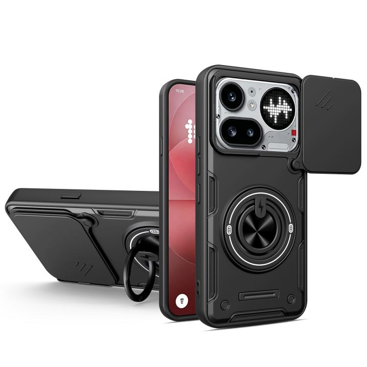 Multifunctional Sliding Camshield Ring Holder Phone Case, For Nothing Phone 4a Pro, For Nothing Phone 4a