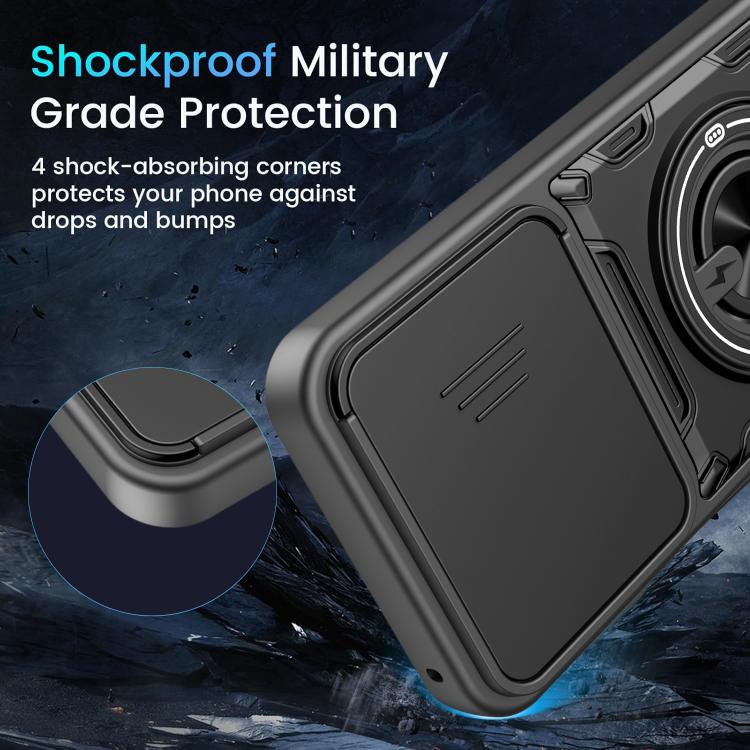 Multifunctional Sliding Camshield Ring Holder Phone Case, For Realme 15x India / C85 5G, For Realme 15 / 15 Pro 5G