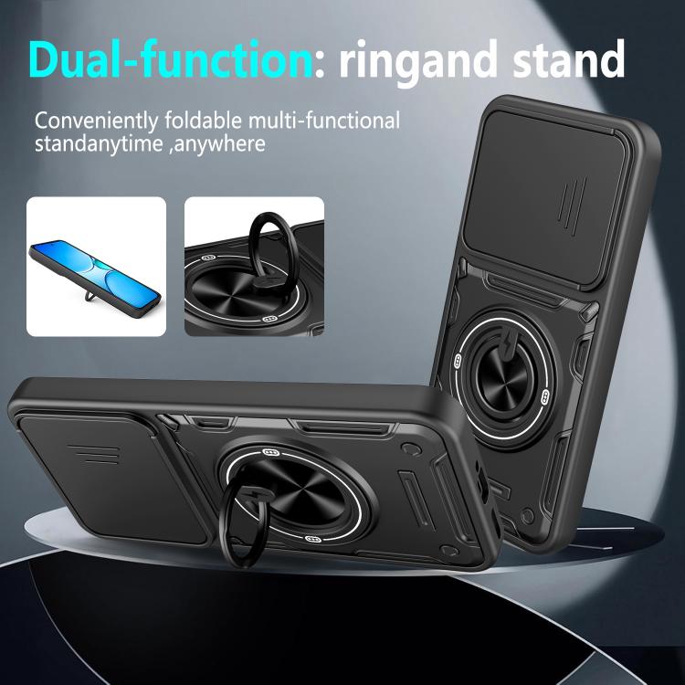 Multifunctional Sliding Camshield Ring Holder Phone Case, For Realme 15x India / C85 5G, For Realme 15 / 15 Pro 5G