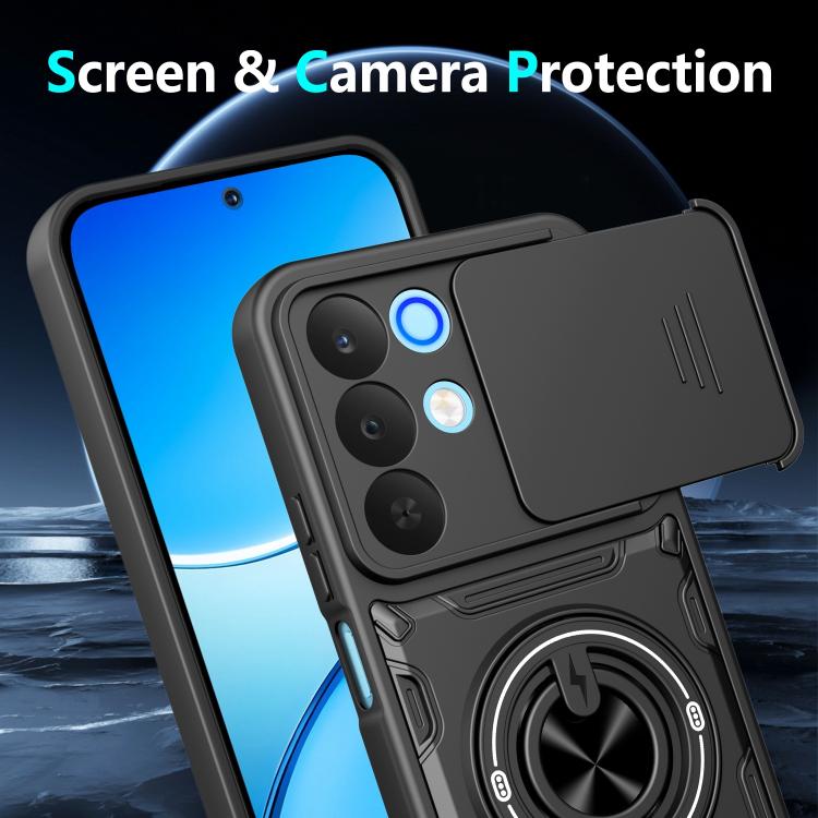 Multifunctional Sliding Camshield Ring Holder Phone Case, For Realme 15x India / C85 5G, For Realme 15 / 15 Pro 5G