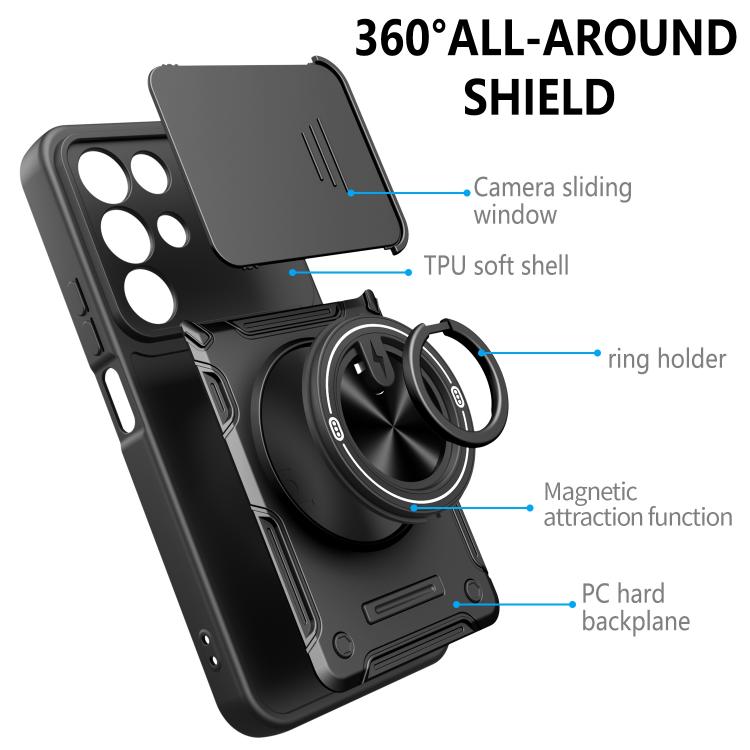 Multifunctional Sliding Camshield Ring Holder Phone Case, For Realme 15x India / C85 5G, For Realme 15 / 15 Pro 5G