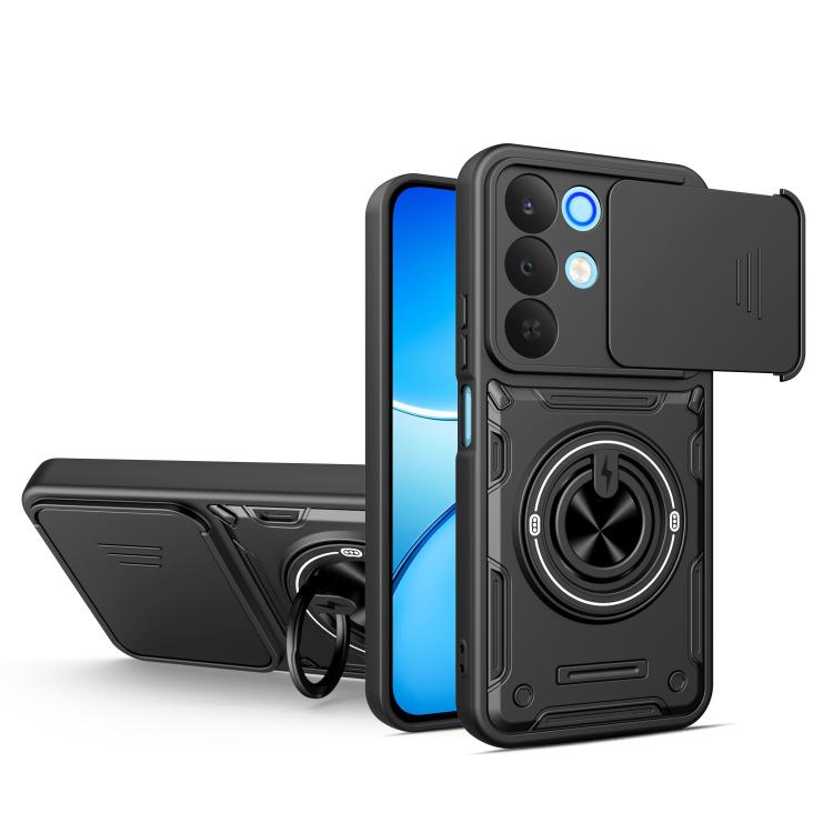 Multifunctional Sliding Camshield Ring Holder Phone Case, For Realme 15x India / C85 5G, For Realme 15 / 15 Pro 5G