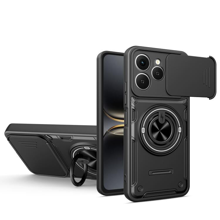 Multifunctional Sliding Camshield Ring Holder Phone Case, For Tecno Spark Go 3 / Pop 20 4G, For Tecno Spark 40C, For Tecno Spark Go 2 / Pop 10, For Tecno Spark 40 Pro+ 4G, For Tecno Spark 40 4G, For Tecno Spark Go 2025 / Pop 9 4G
