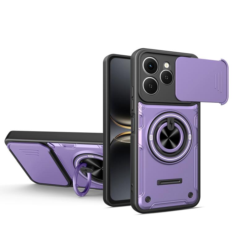 Multifunctional Sliding Camshield Ring Holder Phone Case, For Tecno Spark Go 3 / Pop 20 4G, For Tecno Spark 40C, For Tecno Spark Go 2 / Pop 10, For Tecno Spark 40 Pro+ 4G, For Tecno Spark 40 4G, For Tecno Spark Go 2025 / Pop 9 4G