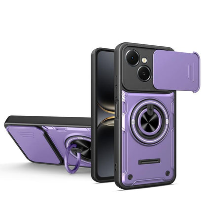 Multifunctional Sliding Camshield Ring Holder Phone Case, For Tecno Spark Go 3 / Pop 20 4G, For Tecno Spark 40C, For Tecno Spark Go 2 / Pop 10, For Tecno Spark 40 Pro+ 4G, For Tecno Spark 40 4G, For Tecno Spark Go 2025 / Pop 9 4G
