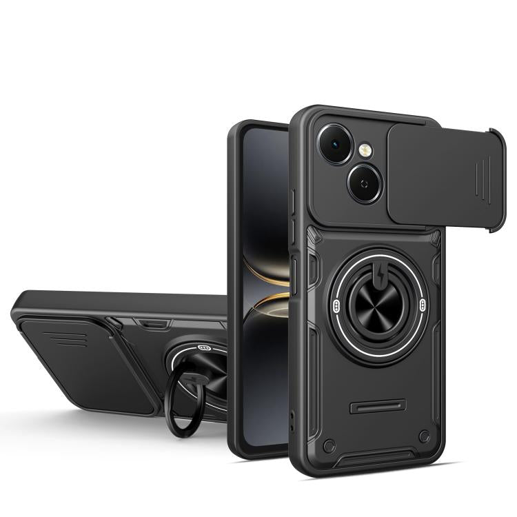 Multifunctional Sliding Camshield Ring Holder Phone Case, For Tecno Spark Go 3 / Pop 20 4G, For Tecno Spark 40C, For Tecno Spark Go 2 / Pop 10, For Tecno Spark 40 Pro+ 4G, For Tecno Spark 40 4G, For Tecno Spark Go 2025 / Pop 9 4G